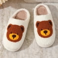 thumbnail image 3 of PPCHVOMEY Cute Fuzzy Slippers for Women Cartoon Bear Cotton Plush Warm House Slippers Large Size Non Slip Close Toe Flat Bottom For Home Use, 3 of 5