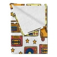 thumbnail image 2 of 90s Soft Flannel Fleece Throw Blanket, 90s Theme with Old Style House Devices Roller Skate Shoes Fun Dance Style Retro Pattern, Cozy Plush for Indoor and Outdoor Use, 50" x 70", Mustard, by Ambesonne, 2 of 5