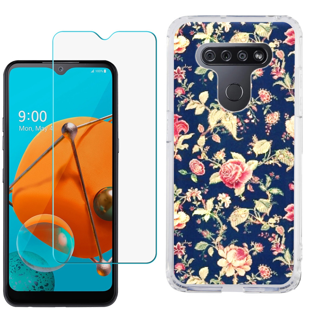 For LG K51 Case, SlimFit TPU Gel Phone Case with Tempered Glass Screen