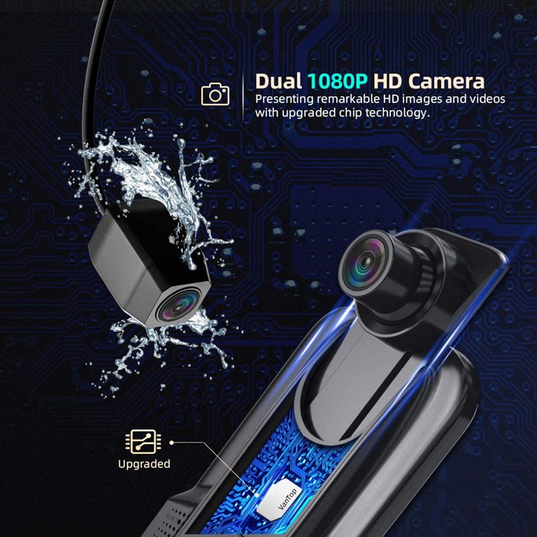 VanTop H609 Dash Camera 1080P Mirror Dual Dash Cam, 10 IPS Full Touch  Screen, Infrared Night Vision, Motion Detection, G-Sensor Black 