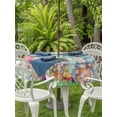 thumbnail image 2 of Outdoor Tablecloth with Umbrella Hole and Zipper, Easter Bunny Gnomes Round Table Cloth 54 Inch Waterproof Tablecloth, Spring Easter Eggs Floral Teal Wood Picnic Table Cover for Patio Camping, 2 of 7