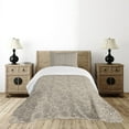 thumbnail image 4 of Ambesonne Beige Quilted Bedspread Set 2 Pcs, Circular Composition Lace, Twin Size, Tan Brown, 4 of 5