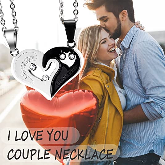 Pulseras Personalizadas Collares De Pareja Acero Inoxidable - Rompecabezas De Corazón - Regalo Para San Valentín O Aniversario Parejas Con Iniciales