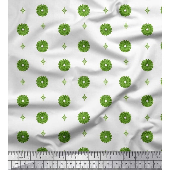 Soimoi Polyester Crepe Fabric Floral Block Decor Fabric Printed Yard 42 Inch Wide