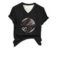 thumbnail image 4 of Black Womens Blouses Women's Baseball Festival Solid Color Baseball Printed V Neck Short Sleeved Top Ladies Tops and Blouses, 4 of 6