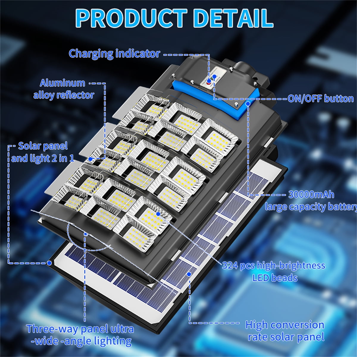 360000LM Solar Street Lights , 6500K Security Flood Motion Sensor Light for Basketball Court, Road, Garden,Commercial Parking