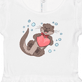 thumbnail image 4 of Inktastic Cute Smiling Valentine's Day Otter with Heart Girls Baby Dress, 4 of 5