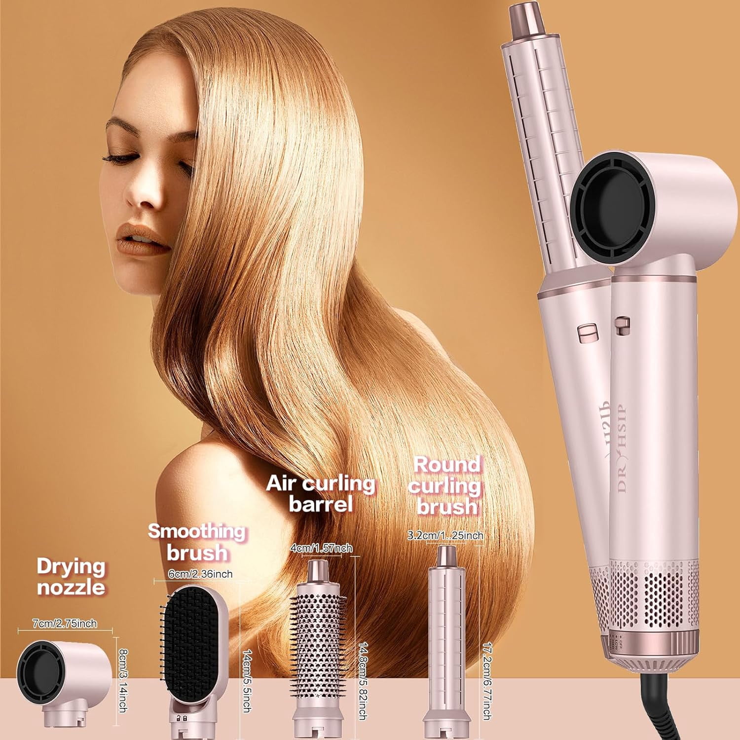 YSZZYSM Hair Dryer 5-in-1 Brush with Hot Air Curling & Negative Ion Technology - Versatile Styler for Drying, Curling, Straightening