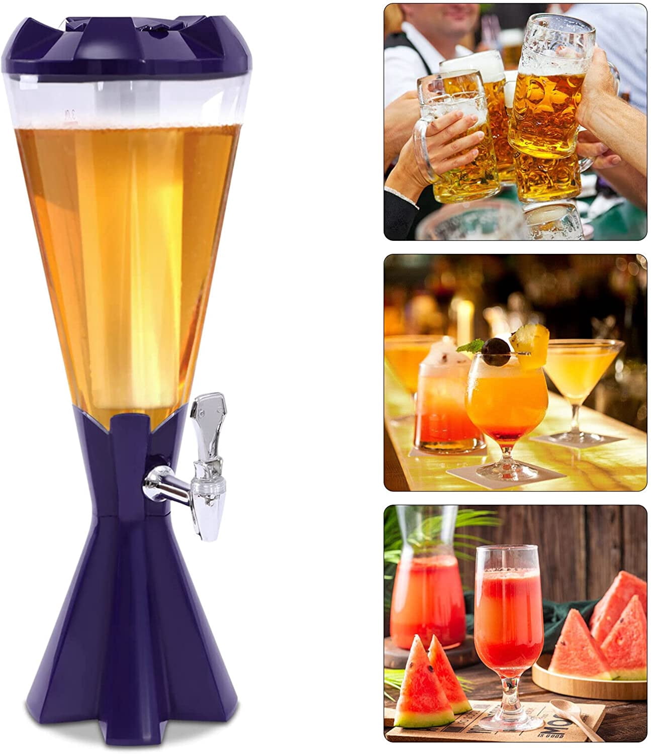Miumaeov 3L Bar Drink Beer Dispenser Cold Beer Drink Juice Container for Kitchen Party