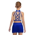 thumbnail image 2 of Haitryli Kids Girls Tassel Dance Outfits Jazz Latin Performance Crop Top with Skirt Set Gymnastics Bodysuit Royal Blue 10, 2 of 5