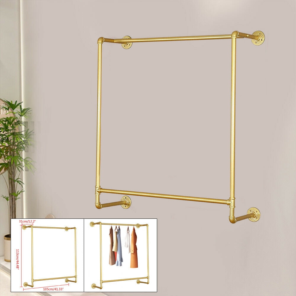 Gold Wall Mounted Clothes Rack Drying Hanger For Store Storage Display