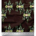thumbnail image 1 of Soimoi Brown Rayon Fabric Square & Leaves Printed Fabric 1 Yard 42 Inch Wide, 1 of 3
