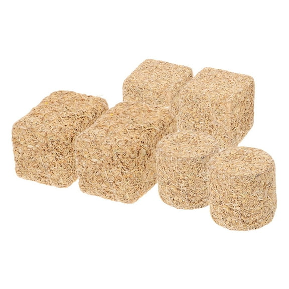 PTOOTP  6pcs Miniature Hay Bales Rectangle Shape Unfinished Wood for Craft Projects
