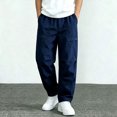 thumbnail image 3 of YUANxueke Boys Fleece Cargo Pants Elastic Waist Outdoor Hiking Sweatpants with Pockets,Navy,Sizes 3-15, 3 of 5