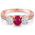 thumbnail image 3 of Gem Stone King Red Ruby 18K Rose Gold Plated Silver Women Ring (2.64 Ct Oval), 3 of 6