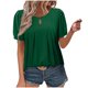thumbnail image 1 of Camisas de Manga Corta para las Mujeres Casual Color Sólido Cuello Redondo Blusa, Poliéster Ligero Primavera Y Verano Superior, 1 of 8