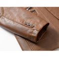 thumbnail image 4 of Veste en Cuir d'Agneau avec Poches et Col Rond pour Homme, 4 of 5