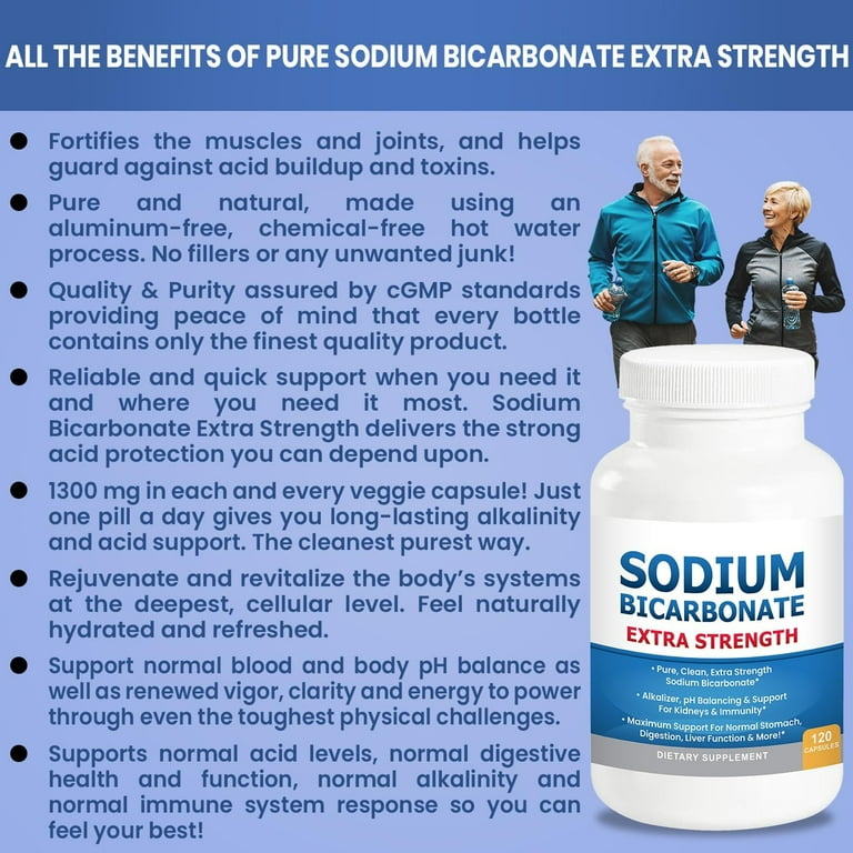 sodium bicarbonate and glutathione Healthy Kidney Inc, Sodium Bicarbonate Capsules 1300mg, Alkaline Digestive Support, 120 Caps