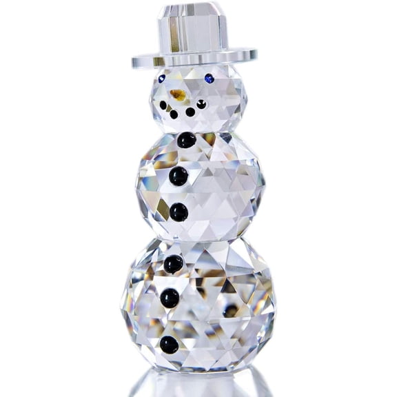 4.4" Crystal Snowman Figurines Collectibles with Hat, Crystal Christmas Figurine, Table Decor Paperweight