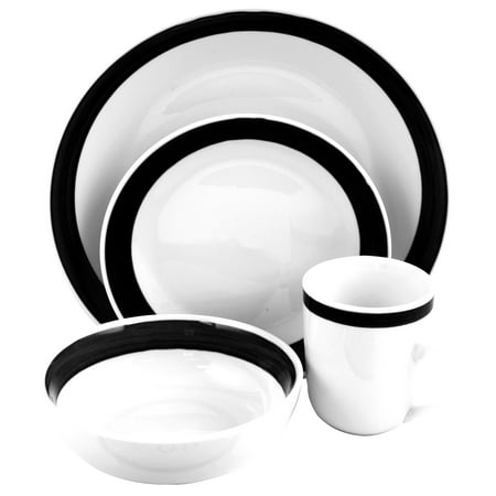 Gibson Basic Liiving III 16pc Dinnerware Set-Black