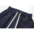 thumbnail image 3 of Casual Blend Shorts Elastic Waist Breathable Summer Pockets Embroidered Five Inch Short PantsNavyM, 3 of 8