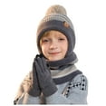 thumbnail image 4 of Splozh Toddler Girl Winter Beanie Winter Hat Scarf Gloves Set Knit Hat Fleece Lined for Child Grey,4-10 Years, 4 of 9