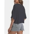 thumbnail image 6 of 3-pack Deep gray Women's Comfy Basic Workout Gym Short Sleeve Crop Tops Casual Loose Oversized T-Shirts, 6 of 6