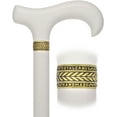 thumbnail image 3 of Extra Long & Super Strong White Derby Cane, Beechwood Walking Cane with Handcrafted Black and Gold Pewter Wheat Collar, Walking Cane for Men and Women, Classic Derby Handle, Durable Walking Stick., 3 of 9