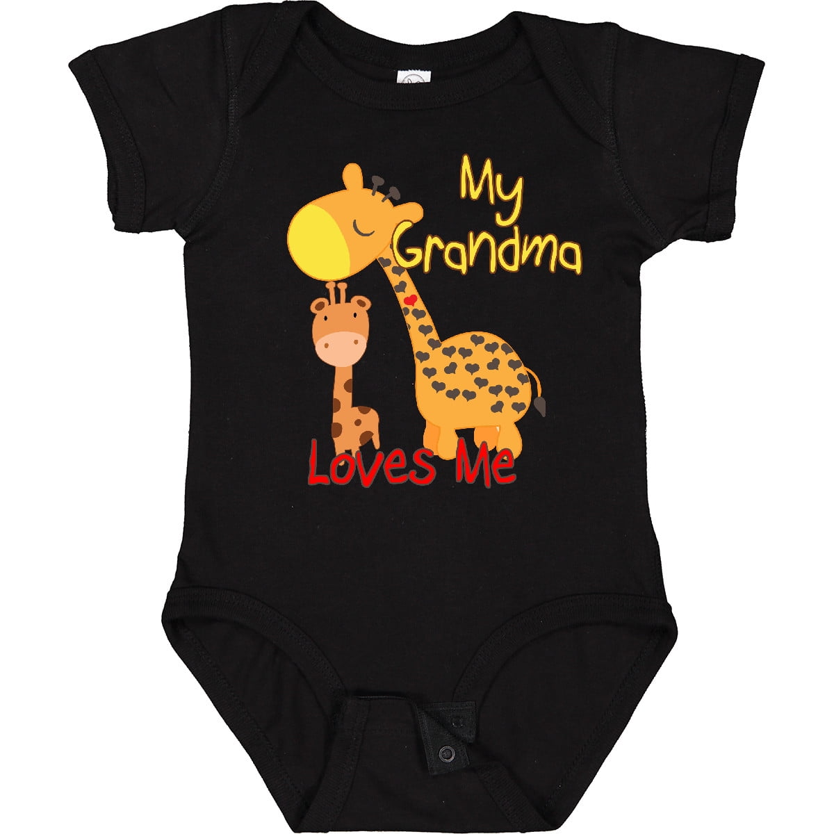 Inktastic My Grandma Loves Me Giraffe Boys or Girls Baby Bodysuit