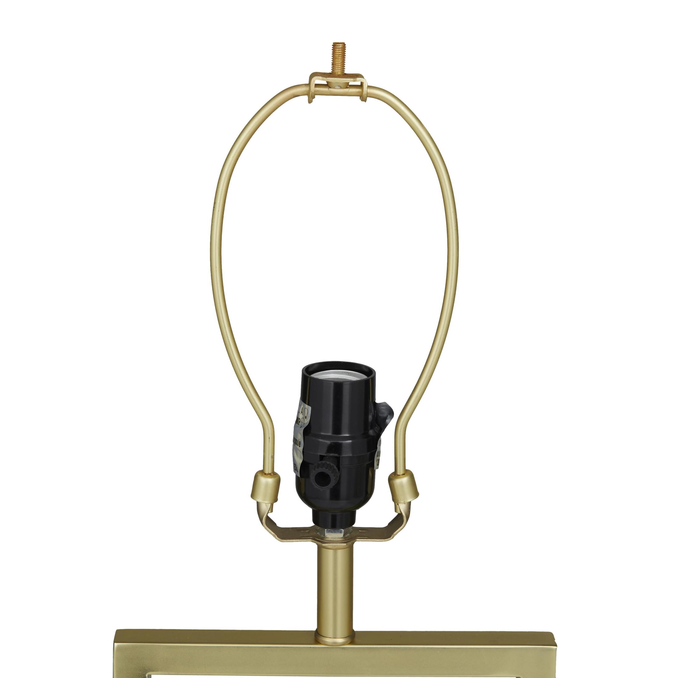 CosmoLiving by Cosmopolitan 27" Geometric Gold Table Lamp with Cream Linen Shade