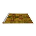 thumbnail image 2 of Ahgly Company Machine Washable Indoor Round Checkered Yellow Modern Area Rugs, 8' Round, 2 of 4