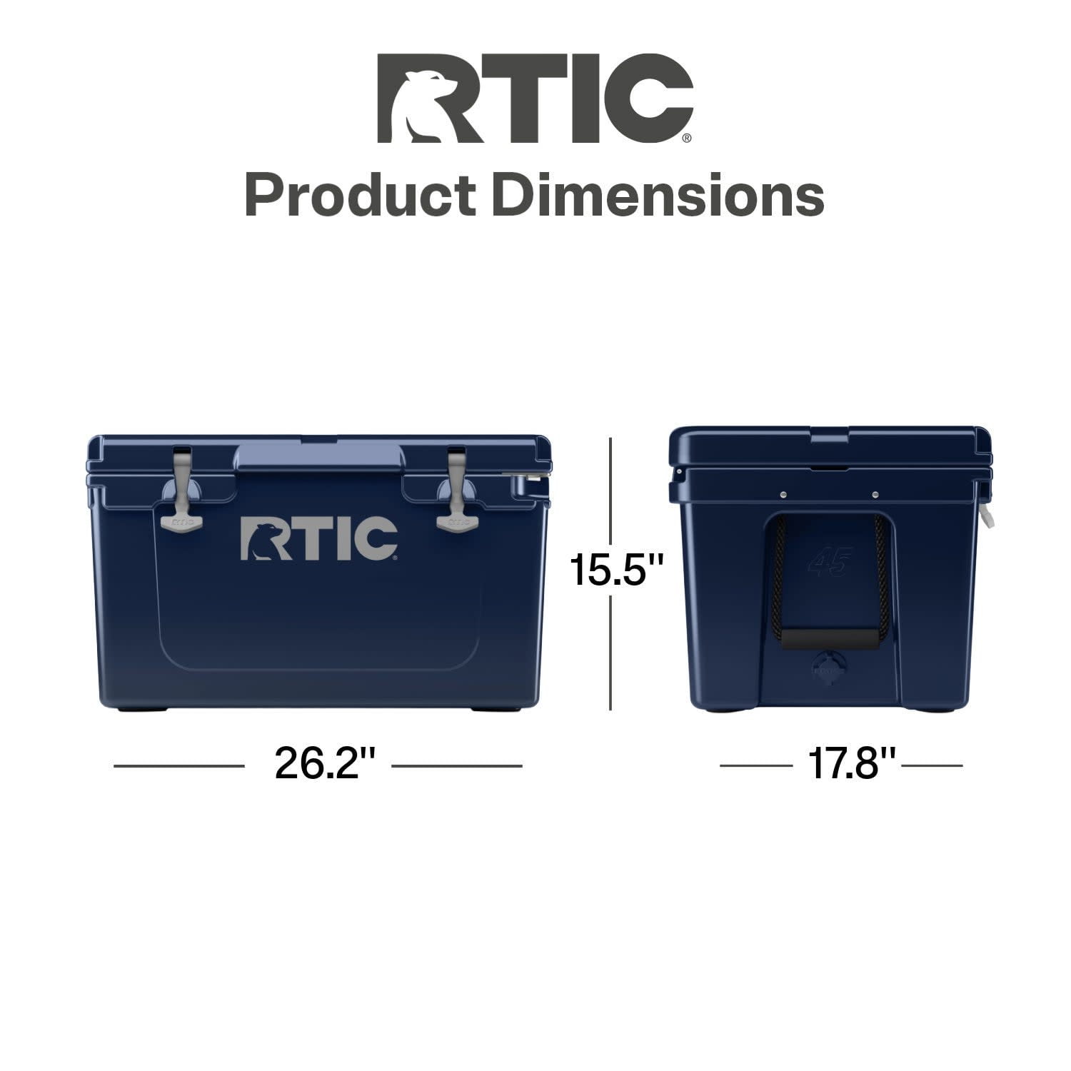 RTIC 45 QT Ultra-Tough Rotomolded Hard-Sided Ice Chest Cooler, Fits 60 Cans, Navy