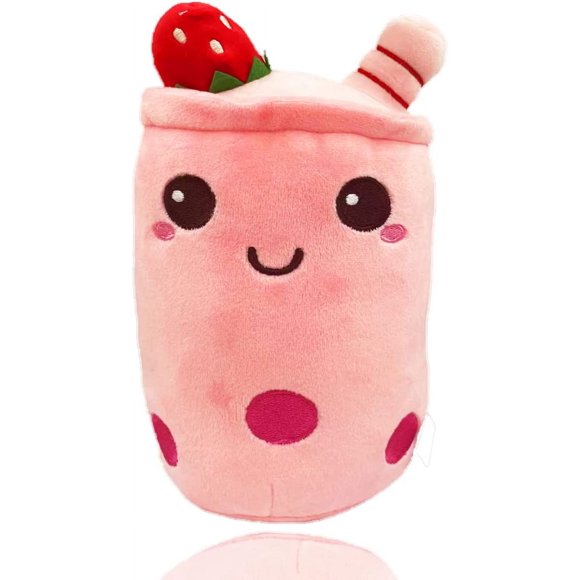 Stuffed Boba Plush, Stuffed Boba Plushie Boba Pillow Plush Bubble Tea Cup Plushie Toy Super Soft Kawaii Hugging Cushion Realistic Plush Toy for Girls Boys (9 inch, Pink)