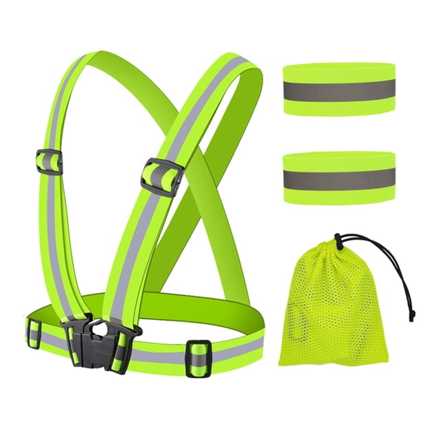 Chaleco de alta visibilidad, chaleco reflectante ajustable, ciclismo nocturno, correr, hombres, mujeres, , , brazalete reflectante, muñequeras Zulema Chaleco reflector