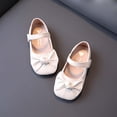 thumbnail image 4 of Xfvqtps Girls Mary Jane Shoes Bowknot Flat Soft Sole Hook and Loop Strap Close Square Toe Solid Color Casual Dressy Princess Shoes, 4 of 5