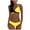 Yellow, variant on Staron Women's Two-Piece Swimwear Bikini Set Solid Color Splicing Print Triangle Beach Vacation Swimsuit, Yellow M