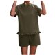 thumbnail image 2 of ICHUANYI Clearance Women's Spring And Summer Plain Round Neck Ruffle Short Sleeve Shorts Casual Suit ICHUANYI "ICHUANYI", 2 of 5