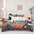 thumbnail image 2 of Homewish Halloween Trick Or Treat Twin Duvet Cover,Spider Web Pumpkin Lantern Pattern Twin Bedding,Halloween Reversible,2 Pieces,1 Duvet Cover and 1 Pillowcase, 2 of 5