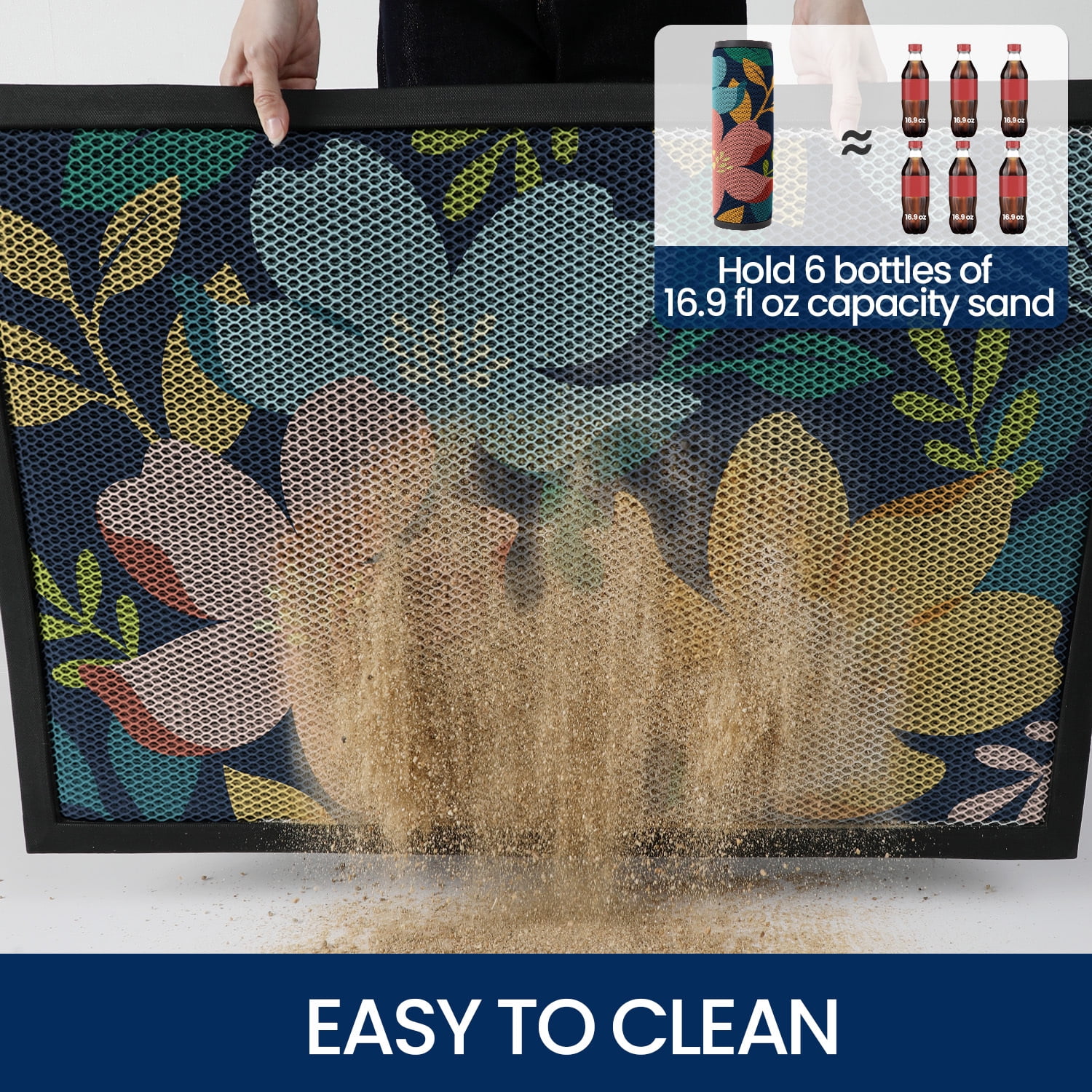 PABUBE Outdoor Doormat, Heavy Duty Non-Slip Spring Welcome Mat, Low Pile & Dirt Trapper Front Door Mat Outside, Colorful Floral Patio Outdoor Mat for Front Doors, 24" x 36"