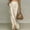 Khaki, variant on IUYRTFE Women's Satin Maxi Skirt Solid Color High Waist Ruched Side Slit Casual Flowy Long Skirt
