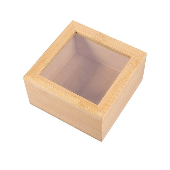 CHUANK Wood Box with Lid Tin Window Gift Box Storage Box with Lid 12X12X6CM