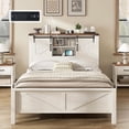 thumbnail image 5 of Merluxy 44" H farmhouse Full Bed Frame with Storage Bookcase & Charging Station, Bedroom Furniture, White, 5 of 9