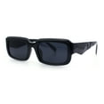 thumbnail image 6 of Womens Narrow Rectangle Mod Luxury Geometric Bevel Cut Arm Sunglasses All Black, 6 of 8