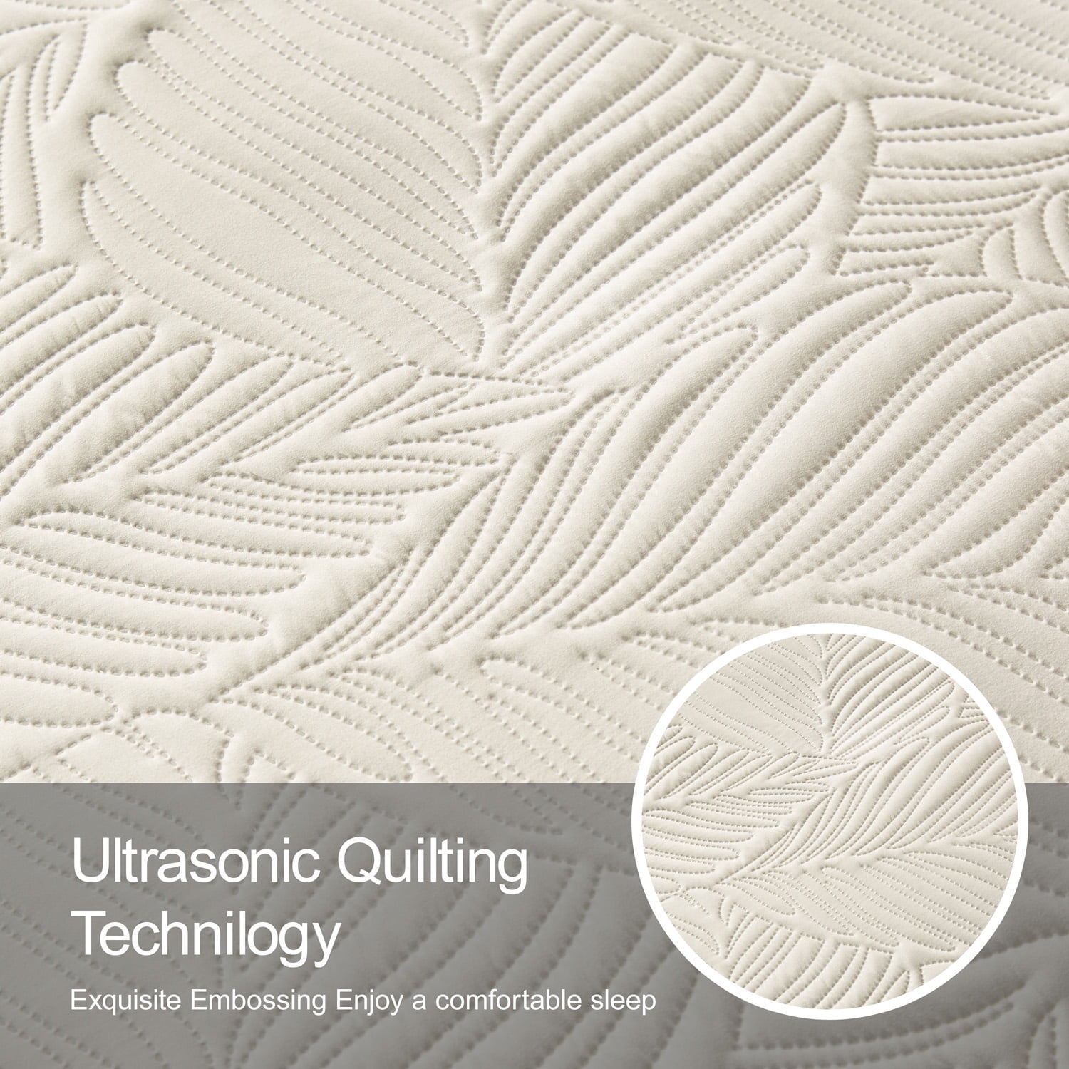 Davulos 3 Pieces Queen Quilt Bedding Set Soft Lightweight Beige Bedspread with Leaf Pattern,Microfiber Bed Coverlet Full Size for All Season
