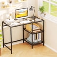 thumbnail image 2 of Costway Computer Desk with Shelves, 42” Home Office Desk with Metal Frame for Living Room Black, 2 of 10