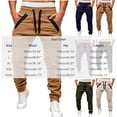 thumbnail image 3 of Njagoc3 Plus Size Pants for Men | Drawstring Cuffed Joggers with Zippered Side Pockets & Seam Detail | Relaxed Loose Fit for Fall Daily Wear & Outdoor Activities，Beige，XL, 3 of 6