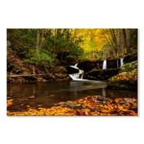 Elephant Stock Smoky Mountains Waterfalls Wall Art - Horizontal Canvas Wall Art - Living Room Wall Decor - Nature Canvas - Orange And Brown Decor - 51" x 34"