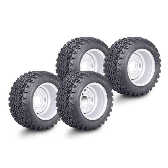 WANDA Golf Cart Tire & Wheel Assembly 18X9-10 with 4 Lugs on 4" PCD ET-15.5 Silver Wheel-14050, Set 4