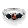 thumbnail image 2 of Gem Stone King 2.07 Ct Oval Checkerboard Red Garnet Black Onyx 925 Sterling Silver Moissanite Ring (Size 8), 2 of 4