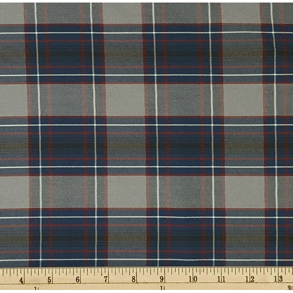 Tartan School Plaid Blue Black Gray Grey Yellow 58" Wide Polyester Blend Fabric by the Yard (5827L-7H)